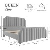 Platform Bed Frame with 50.2" Headboard, Velvet Upholstered Bed Frame Queen with Vertical Channel Tufted Headboard & Footboard, Nailhead Trim - 2 of 4