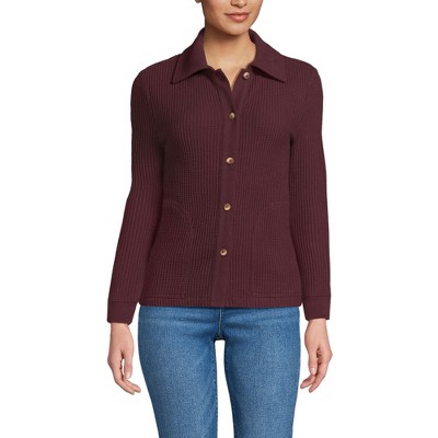 Lands' End Women's Waffle Relaxed Long Sleeve Shirt Jacket