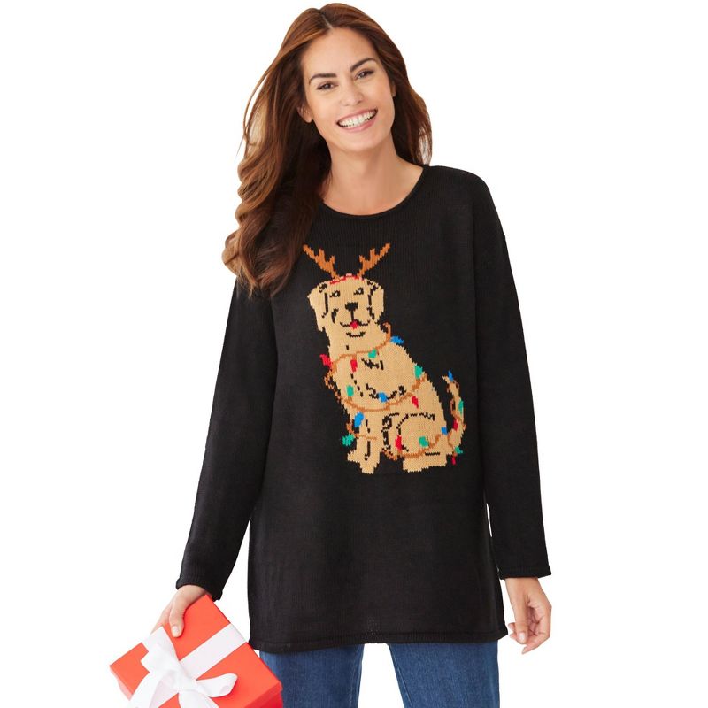 Woman Within Women's Plus Size Motif Sweater, 1 of 2