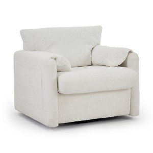 Dexmalle White Modern  360° Rotating Lounge Chair with Chenille Fabric & High-Resilience Cushion - 1 of 4