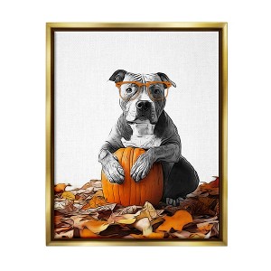 Stupell Industries Pit Bull Autumn Leaves, 17'' x 21'' - 1 of 4