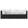 vidaXL - 3 Piece Patio Lounge Set with Brown Poly Rattan + Cushions, Powder-Coated Steel Frame, Modular Design, Padded Comfort, Easy Assembly - 3 of 4