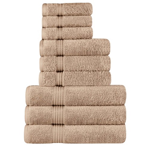 Premium Cotton 800 Gsm Heavyweight Plush Luxury 9 Piece Bathroom Towel Set,  Toast - Blue Nile Mills : Target