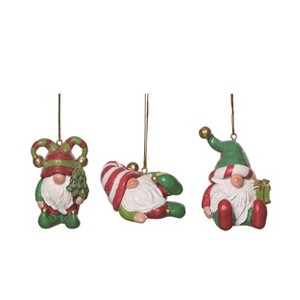 Transpac Resin Bright & Merry Gnome Ornament Set of 3 Christmas Home Decorations - 1 of 1