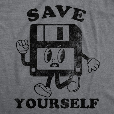 Мужские футболки Crazy Dog T-Shirts, Inc. Mens Funny T Shirts Save Yourself Sarcastic Retro Technology Graphic Novelty Tee for Men - Crazy Dog Men's T Shirt For Retro Fans Dark Grey L — фото 2