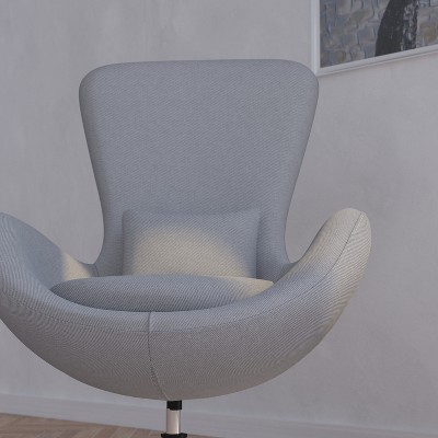 31" Light Gray Fabric High-Back Egg Lounge Chair with Chrome Swivel Base