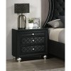1pc Traditional Glam 3-Drawer Nightstand Velvet Tufted Drawer Front Jewelry Tray Faux Crystal Drawer Knobs Black - 2 of 4