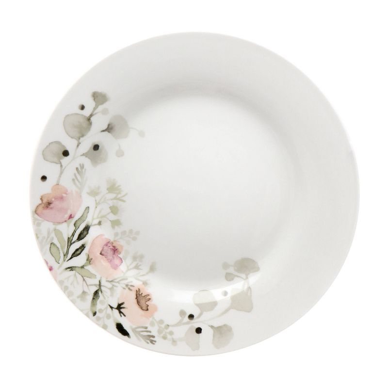12pc Gibson Home Lily Garden Ceramic Dinnerware Set White/Pink - Gibson, 4 of 8