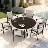 53" Outdoor Round Patio Dining Table with Umbrella Hole, All-Weather Metal Outdoor Dining Table for Garden, Balcony, or Backyard–The Pop Home - 2 of 4