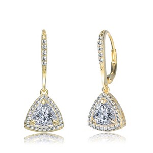 Guili Sterling Silver Drop Earrings with Clear Round & Triangle CZ in Rhodium, Gold & Rose Gold Plating – Sleek, Stylish, and Elegant Design - 1 of 3