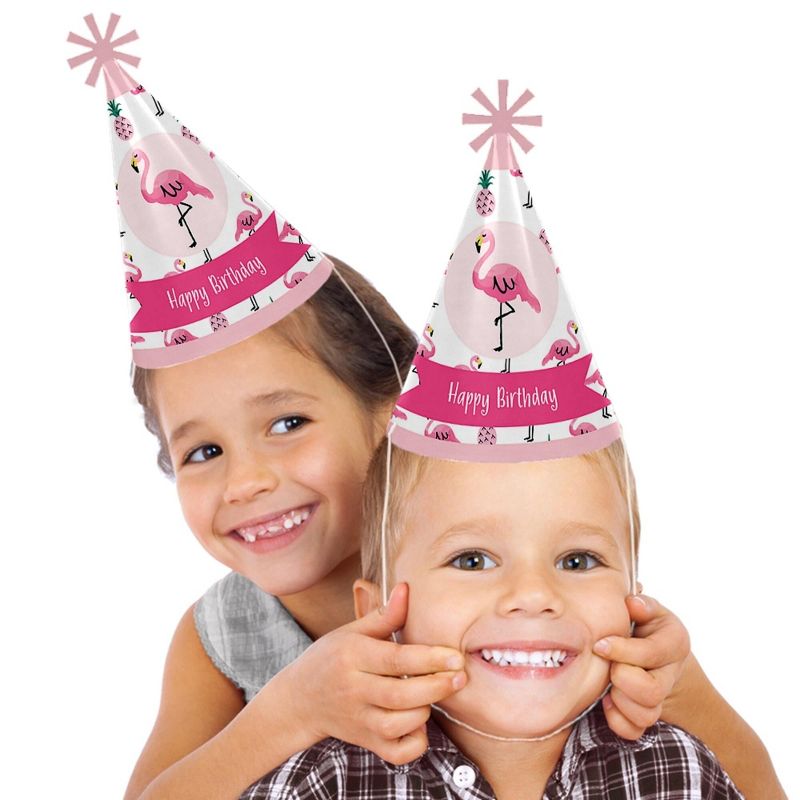 Big Dot of Happiness Pink Flamingo - Party Like a Pineapple - Tropical Summer Cone Happy Birthday Party Hats for Kids & Adults - 8 Ct (Standard Size), 2 of 8