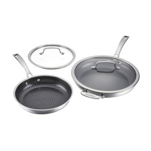 Cuisinart 4pc (10" and 12") FusionPlus Stainless Steel Skillet Set Lids - 1 of 4