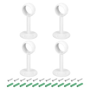 Unique Bargains Stainless Steel Ceiling Mount Polished Surface Curtain Rod Holder 4 Sets - 1 of 4