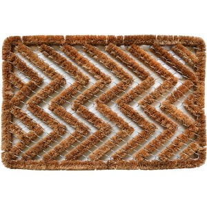 HomeRoots 16" X 24" Brown Coir Zig Zag Outdoor Door Mat - 1 of 4