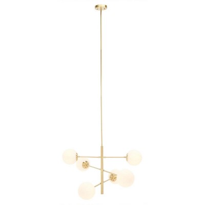 Gold and White Glass Retro Space Age Chandelier