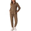 Allegra K Women's 2 Piece Outfits Fall Long Sleeve Button Down Shirt and Pants Set Corduroy Tracksuit - 2 of 4