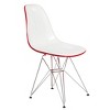 LeisureMod 5-Piece Dining Set, 35" Round Dining Table, White Iron, 4 Side Chair in Chrome - 3 of 4