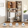 Tier Over Toilet Storage Cabinet with Magnetic Doors, Freestanding Above Toilet Shelf, Rustic Brown, Heavy Duty, Adjustable Feet - 4 of 4