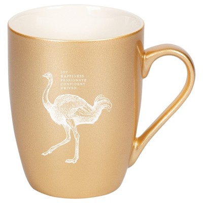 Elanze Designs 10 Ounce Ceramic Decorative Laser Engraved Giftable Novelty Tea Coffee Cup Mug Vegas Gold Ostrich Joy Passionate Confident Driven