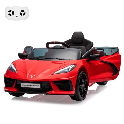Ride on Sports Car 12V Battery Powered Car for Kids Licensed Corvette Toddles Electric Car Toy with Remote Control