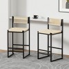 Syemin Dining Chairs Counter Height Bar Stools Backless Handwoven Kitchen Dining Chair with Round Footrest Set of 2 Stool, White, 16.14"*12.2"*26.77" - 2 of 4