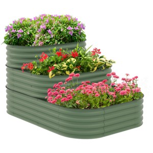 SEVOBAL Planters Three Tier Planter Stepped Design with Open Base Construction for Backyard, Garden, Patio, Green, 62.25"*43"*32.25" - 1 of 4