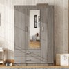 NicBex 68.20"H Armoire Mirror Wardrobe Closet Storage Cabinet with 3 Doors & Shelves & 2 Drawers for Bedroom - 2 of 4