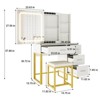 Vanity Desk with Mirror and Lights, Power Outlets, Chair, Hairdryer Holder, 4 Drawers, 5 Shelves, Makeup Table - 2 of 4