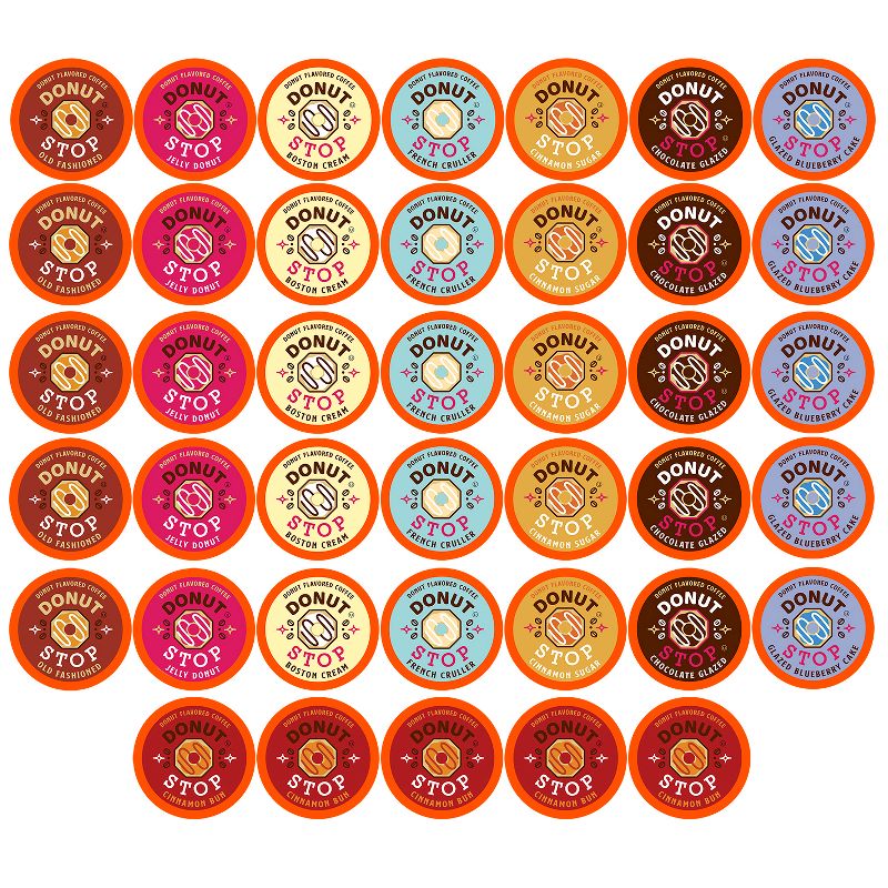 Donut Stop Flavored Coffee Pods compatible with Keurig K Cup Brewers, Variety Pack , 40 Count, 1 of 6