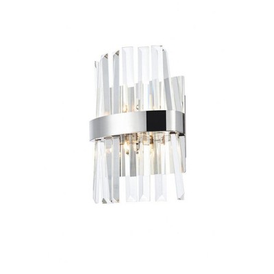 Chrome and Clear Crystal 2-Light Dimmable Wall Sconce
