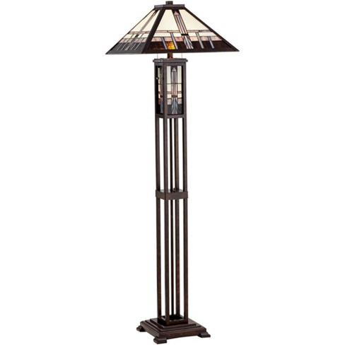 Robert Louis Tiffany Mission Floor Lamp Art Deco With Nightlight 60 5 Tall Oiled Bronze Stained Glass Shade For Living Room Reading Bedroom Target