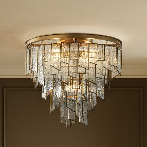 ALOADECOR Luxury Water Ripple Glass Flush Mount Modern Brass Frame Lighting Fixture for Dining Room Living Room and Kitchen Island - 1 of 4