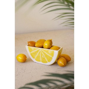 Yellow Lemon Wedge Ceramic Pot – 4" Tall Planter Set of 2 by Kalalou - 1 of 3
