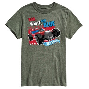 Men's - Hot Wheels - Rad White Blue Classic Car Short Sleeve Graphic T-Shirt - 1 of 4