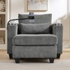 KTMBDW Convertible Sofa, Corduroy Chaise Lounge Sofa with 2 Cup Holders and Phone Holder, Armrests with Built-in Storage  for Bedroom - 4 of 4