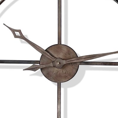 Rustic Pewter 34" Round Metal Wall Clock