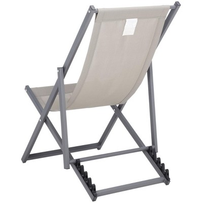 Grey Adjustable Foldaway Outdoor Sling Chairs, Set of 2