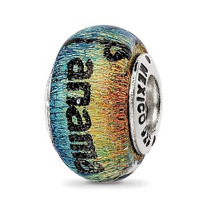 Black Bow Jewelry Orange Dichroic Glass Sterling Silver Panama City Palm Tree Bead Charm - 1 of 4