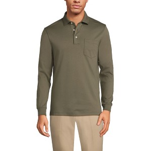 Lands' End Men's Long Sleeve Cotton Supima Polo Shirt with Pocket - 1 of 3
