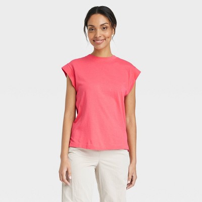 Women's Extended Shoulder T-Shirt - A New Day™ Coral XS
