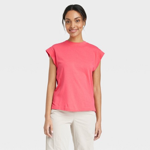 Women\'s Extended Shoulder T-shirt - A New Day™ Coral M : Target | T-Shirts