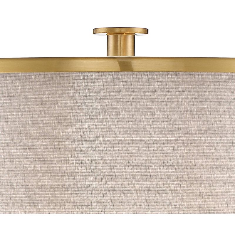 Possini Euro Design Granview Modern Table Lamp 32 1/2" Tall Brass Column Taupe Organza Outer Off White Linen Inner Drum Shade for Bedroom Living Room, 3 of 10