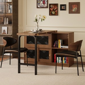 Luck Live Multifunctional Expandable Sideboard, Convertible Dining Table for Living & Dining, Walnut Color - 1 of 4