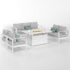 Heynemo Aluminum Patio Furniture Set with Fire Pit Table, 5 Piece Outdoor Furniture with Cushions for Balcony, Front Porch, and Backyard - 2 of 4