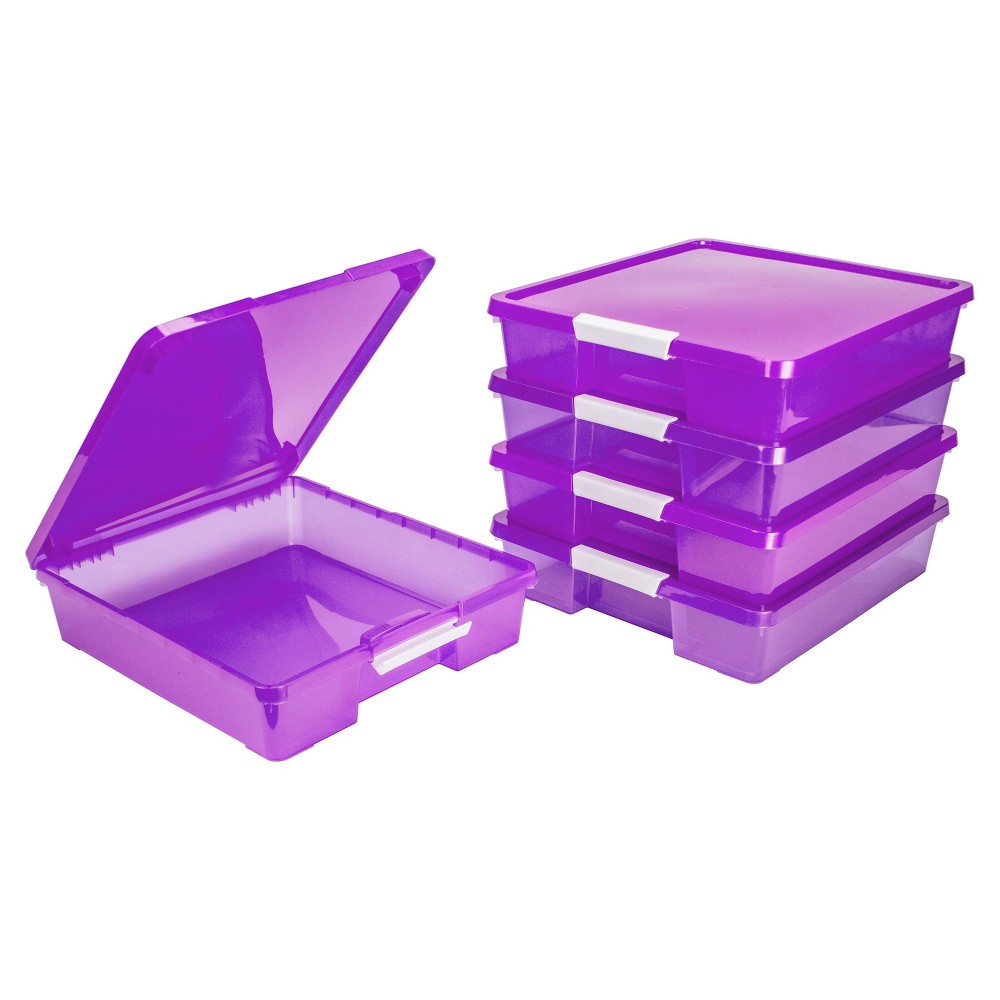 Storex 5pk Classroom Project Box For 12" Square Paper Purple