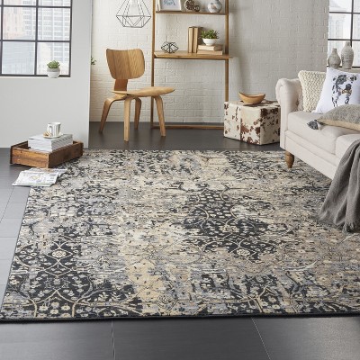 Loom-Woven Luxe Majestic Black Wool Blend 8' x 10' Area Rug