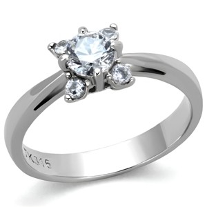 Slickblue Women's Halo Engagement Style Ring, Clear CZ Center with 4 Accents, Silver Steel Finish, Sizes 5–10 - 1 of 4