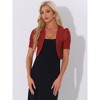 INSPIRE CHIC Women's Casual Short Sleeve Mesh Sheer Open Front Cropped Cardigan Shrug - 4 of 4