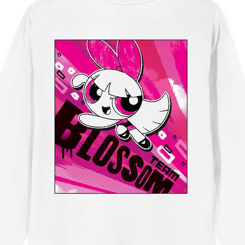 Powerpuff Girls Team Blossom Crew Neck Long Sleeve White Adult Sweatshirt, 4 of 5