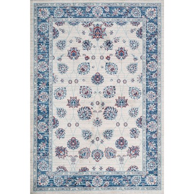 Elegant Ivory, Blue, and Red Vintage Persian-Style Runner Rug